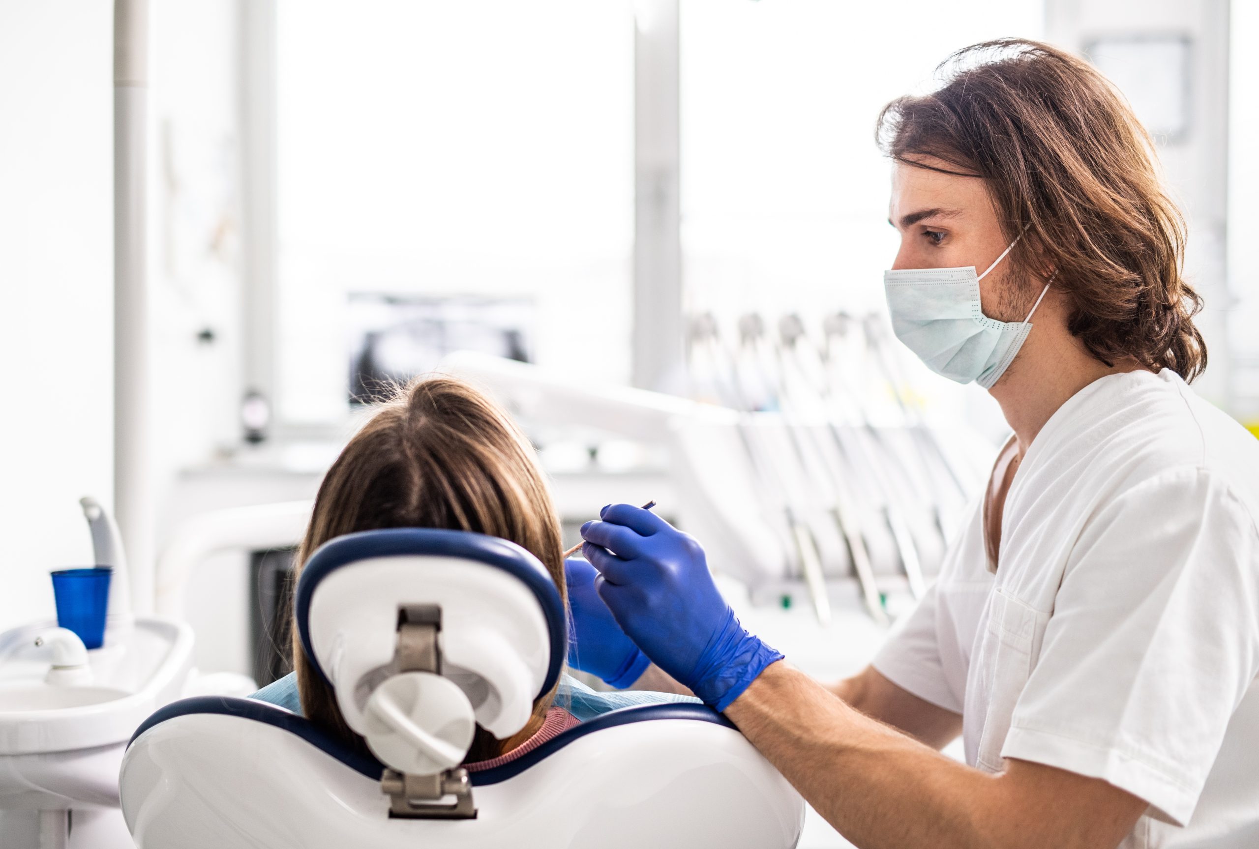 A Dental Check Up Of Patient In Dentist Surgery.